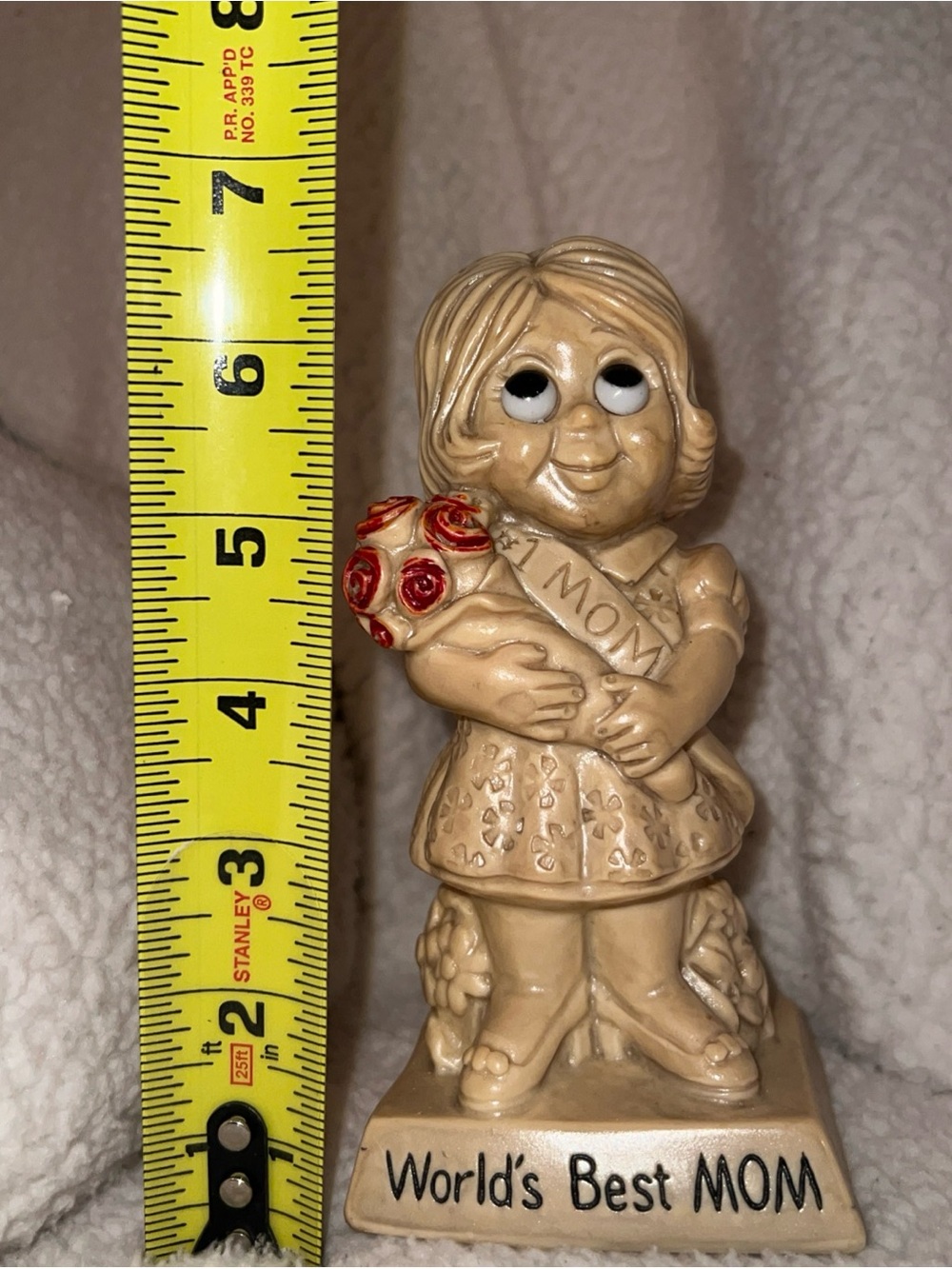 Vintage 1970’s Figurine by “Paula” w/ Red Rose Accents - World’s Greatest MOM